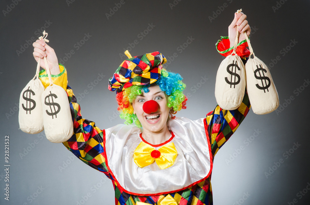 Funny clown in comical concept Funny clown in comical concept