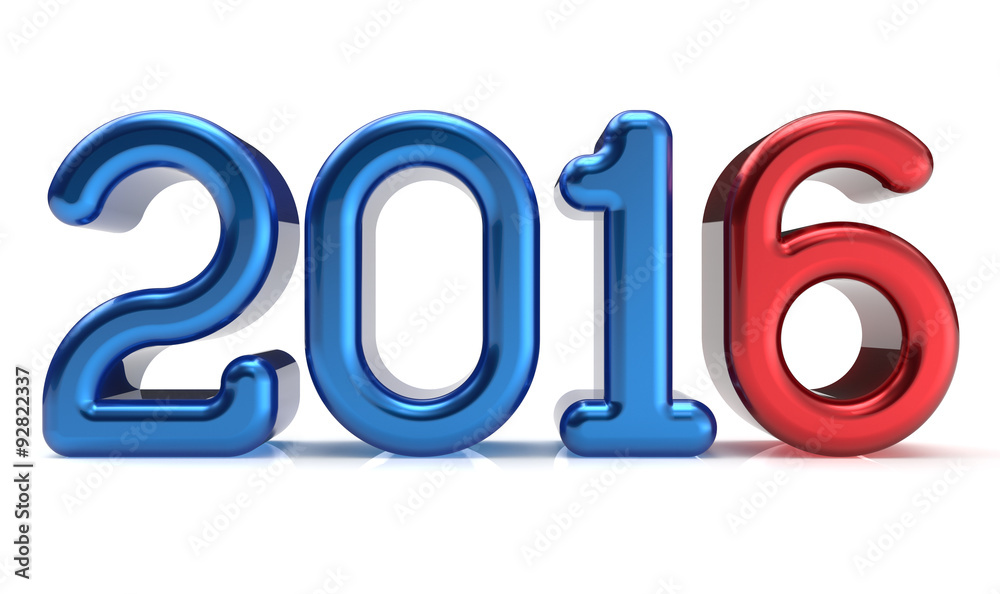 2016 New Years Eve wintertime decoration number blue red winter celebration adornment design element. Future planning calendar date greeting card banner advertisement text. 3d render isolated 2016 New Years Eve wintertime decoration number blue red winter celebration adornment design element. Future planning calendar date greeting card banner advertisement text. 3d render isolated