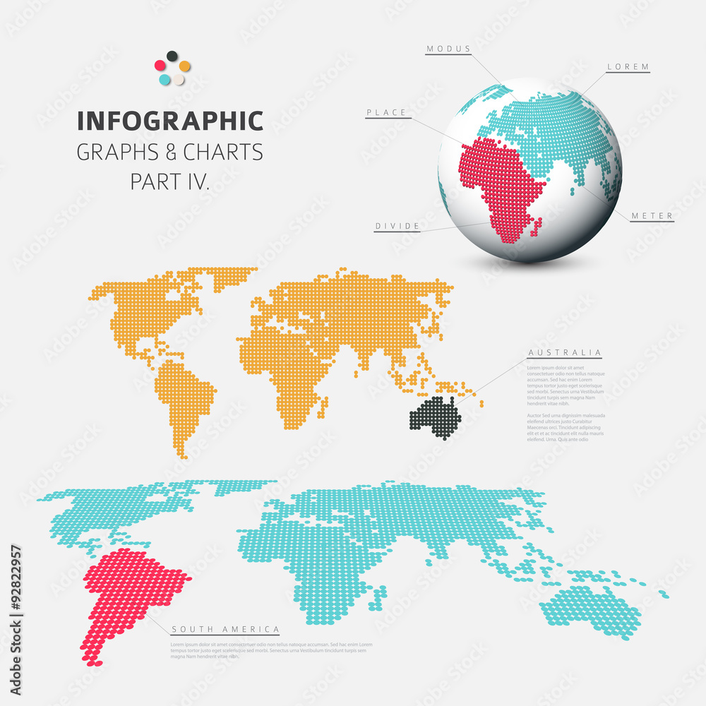 Fototapeta premium Set of vector flat design infographic charts and graphs 4