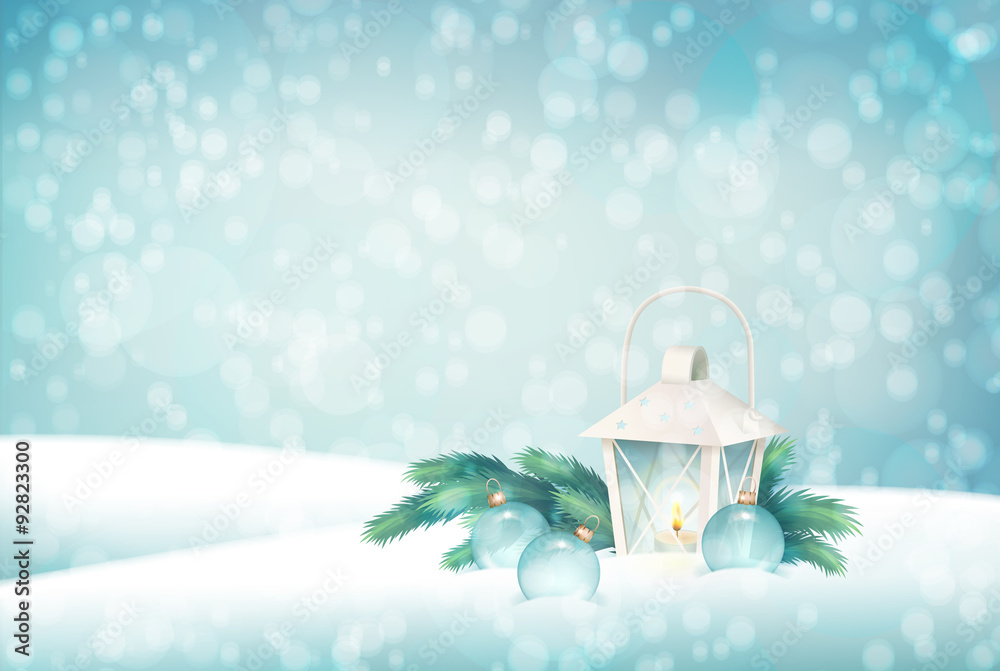 Vector Winter Christmas Scene Background Stock Vector | Adobe Stock
