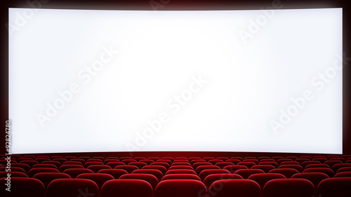 cinema screen with red seats backgound (aspect ratio 16:9)