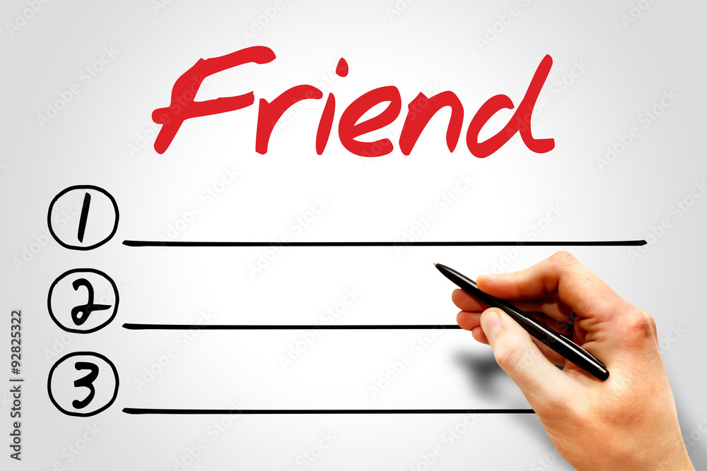 Friend blank list, business concept Friend blank list, business concept