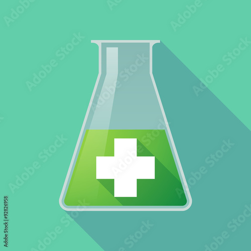 Long shadow chemical test tube flask with a pharmacy sign