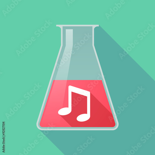 Long shadow chemical test tube flask with a note music