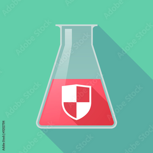 Long shadow chemical test tube flask with a shield