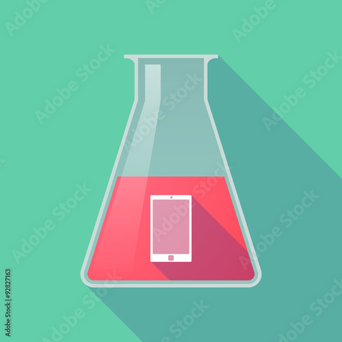 Long shadow chemical test tube flask with a smart phone