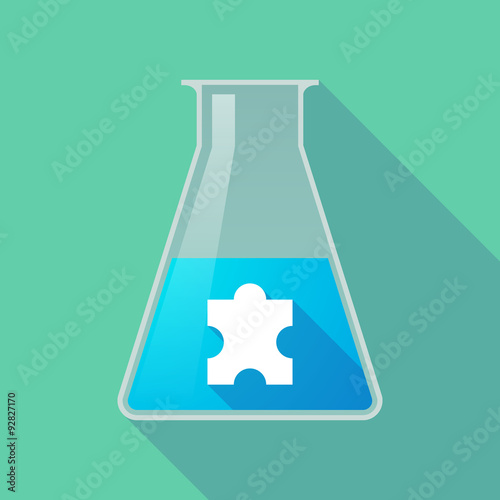 Long shadow chemical test tube flask with a puzzle piece