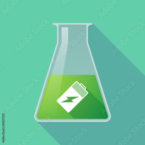 Long shadow chemical test tube flask with a battery