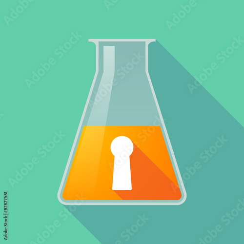 Long shadow chemical test tube flask with a key hole