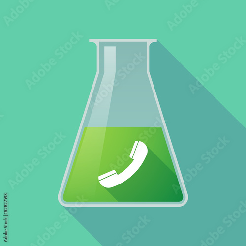 Long shadow chemical test tube flask with a phone