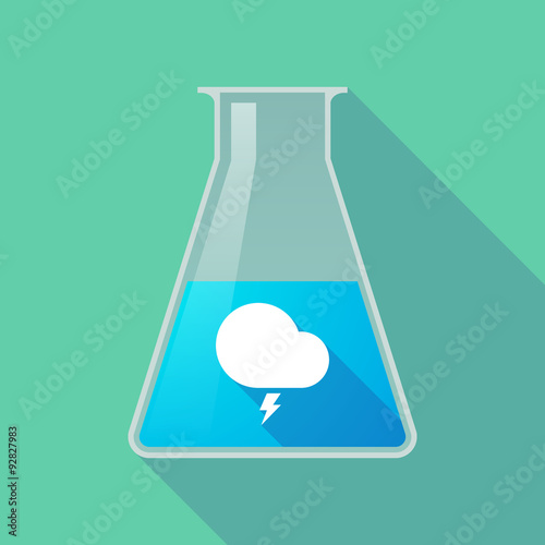 Long shadow chemical test tube flask with a stormy cloud