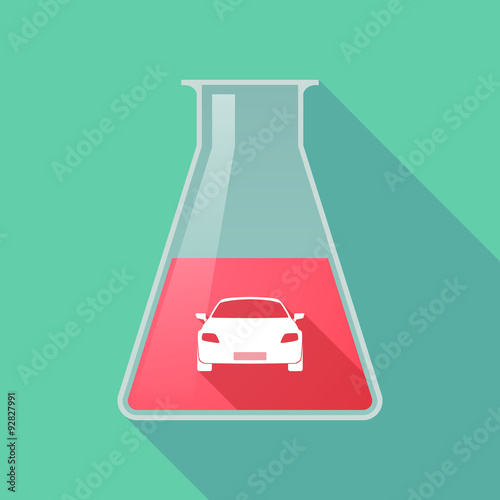 Long shadow chemical test tube flask with a car