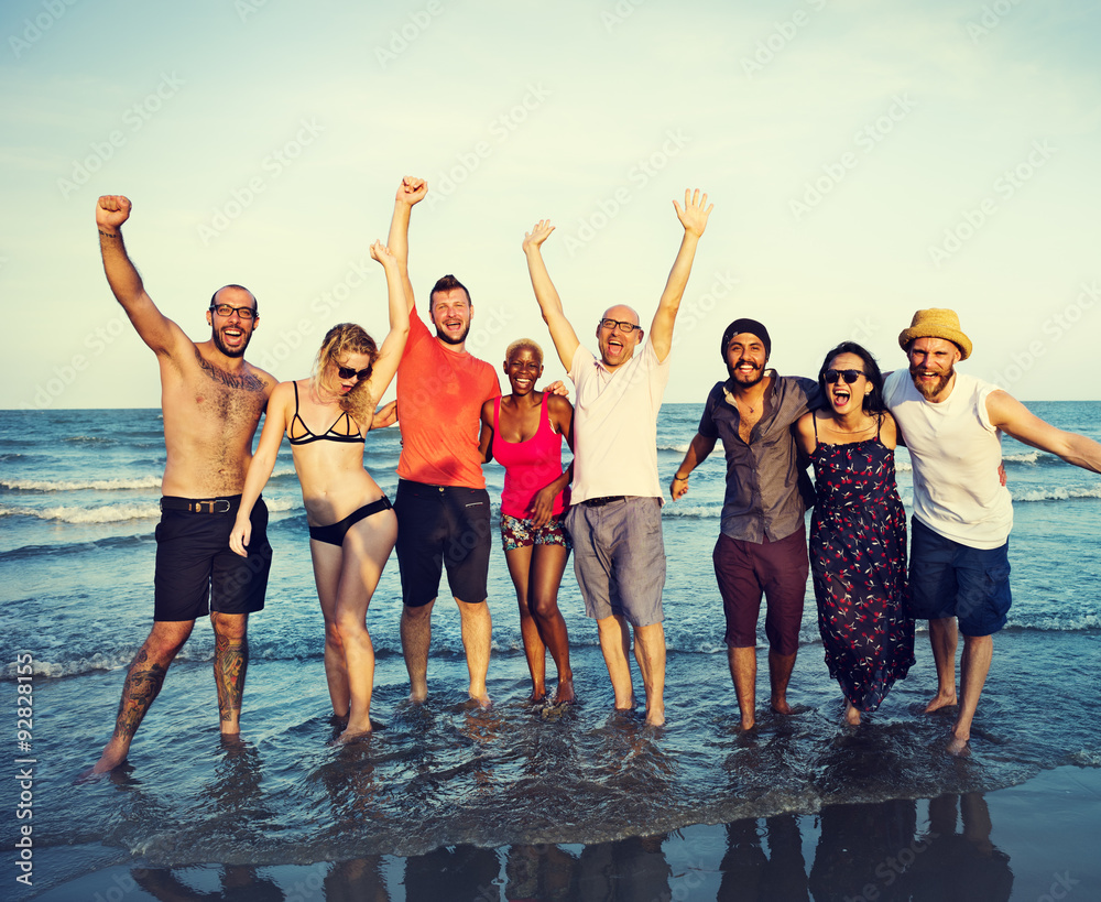 Obraz premium Friends Freedom Summer Beach Vacations Concept