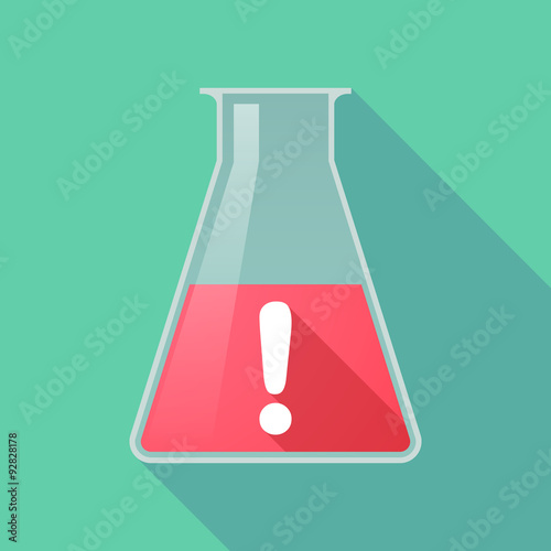 Long shadow chemical test tube flask with an admiration sign