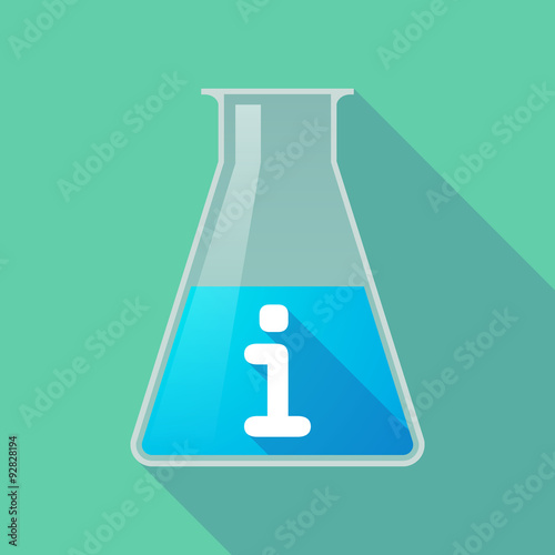 Long shadow chemical test tube flask with an info sign