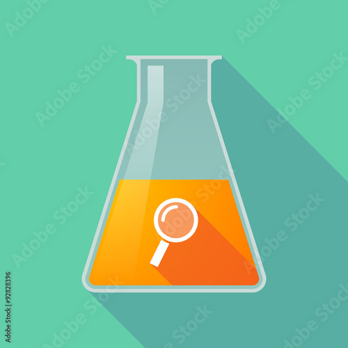 Long shadow chemical test tube flask with a magnifier