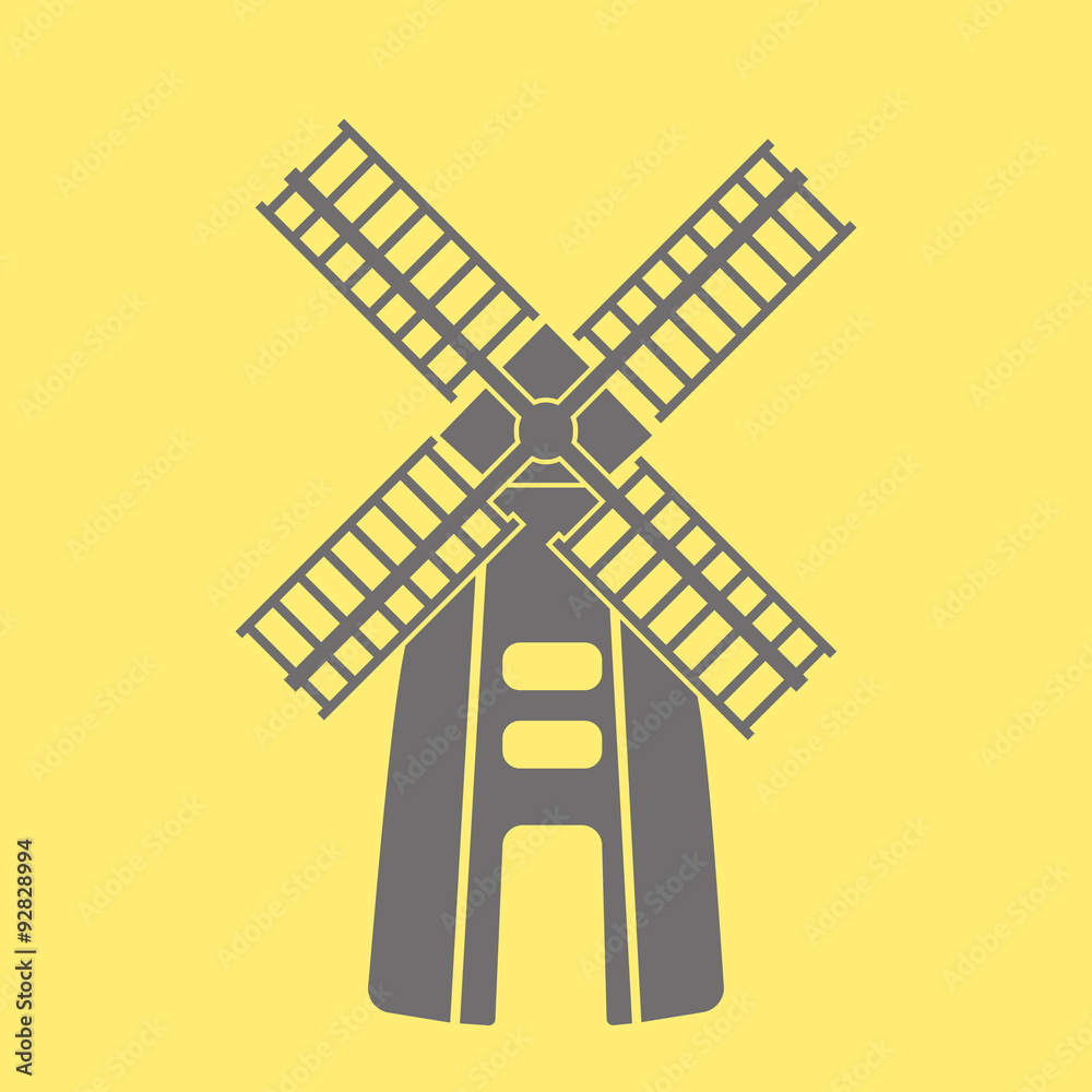 Windmill on a yellow background Windmill on a yellow background