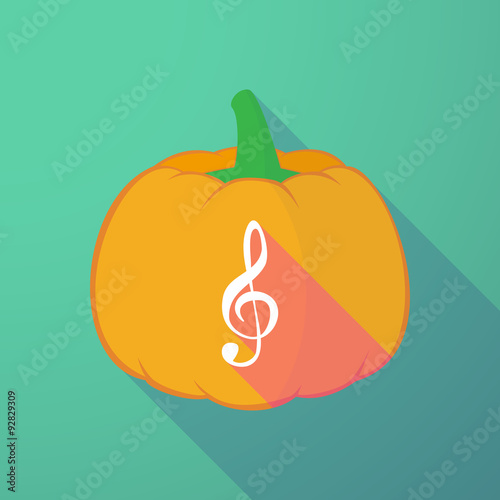 long shadow halloween pumpkin with a g clef