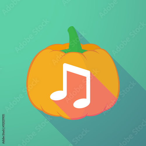 long shadow halloween pumpkin with a note music