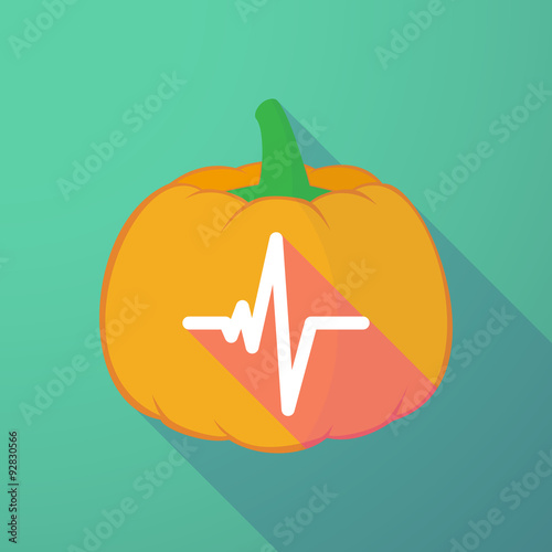 long shadow halloween pumpkin with a heart beat sign