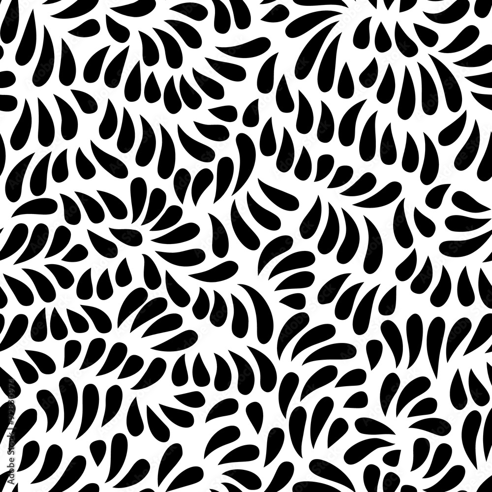 Black and white leaves seamless pattern, vector Black and white leaves seamless pattern, vector