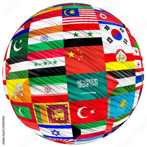 Εκτύπωση καμβά Collage of the flags of Asian countries