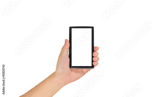 image of male hand is holding a modern touch screen smart phone