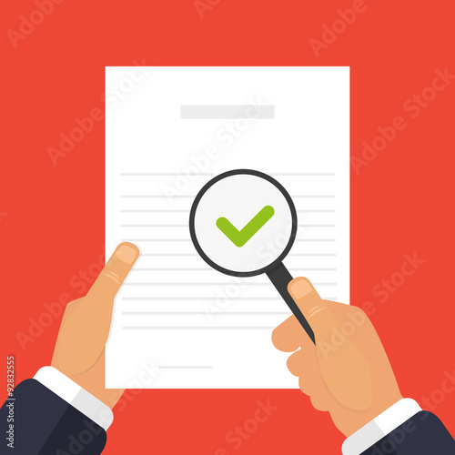 Check of documents illustration a magnifying glass in hand