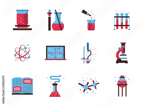 Flat style chemistry colored icons