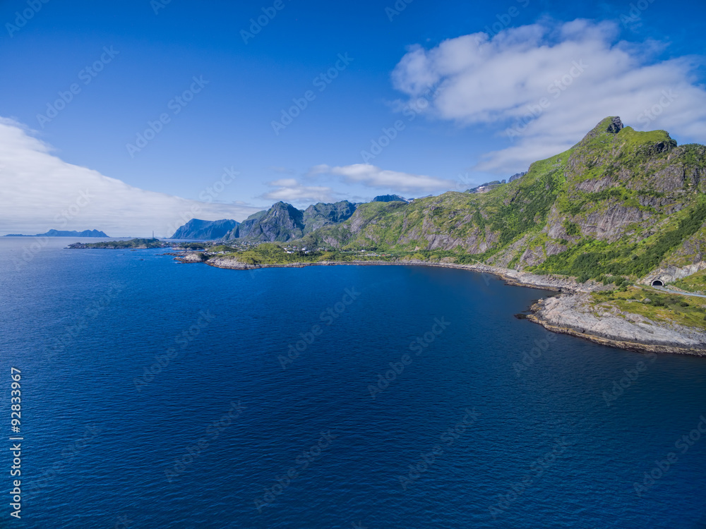 Scenic panorama of Lofoten islands