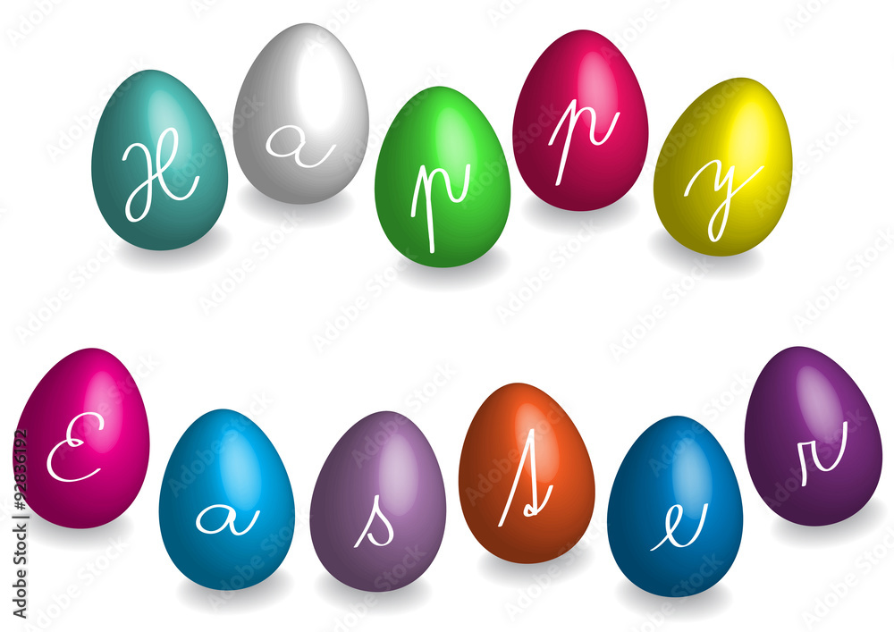 funny vector happy easter card design with bright colorful eggs isolated on white background funny vector happy easter card design with bright colorful eggs isolated on white background