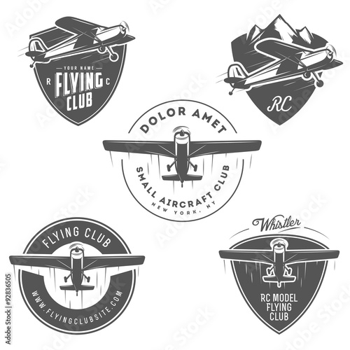 Light and RC airplane related emblems, labels and design elements