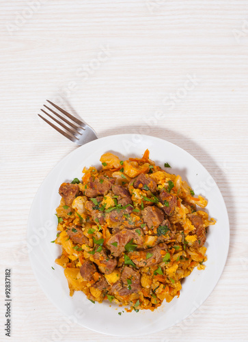 stew vegetables with meat