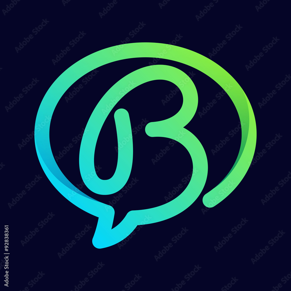 B letter with speech bubble line logo. B letter with speech bubble line logo.