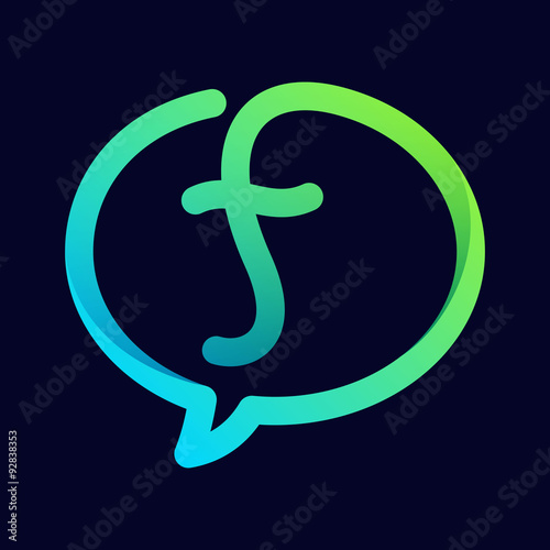 F letter with speech bubble line logo.