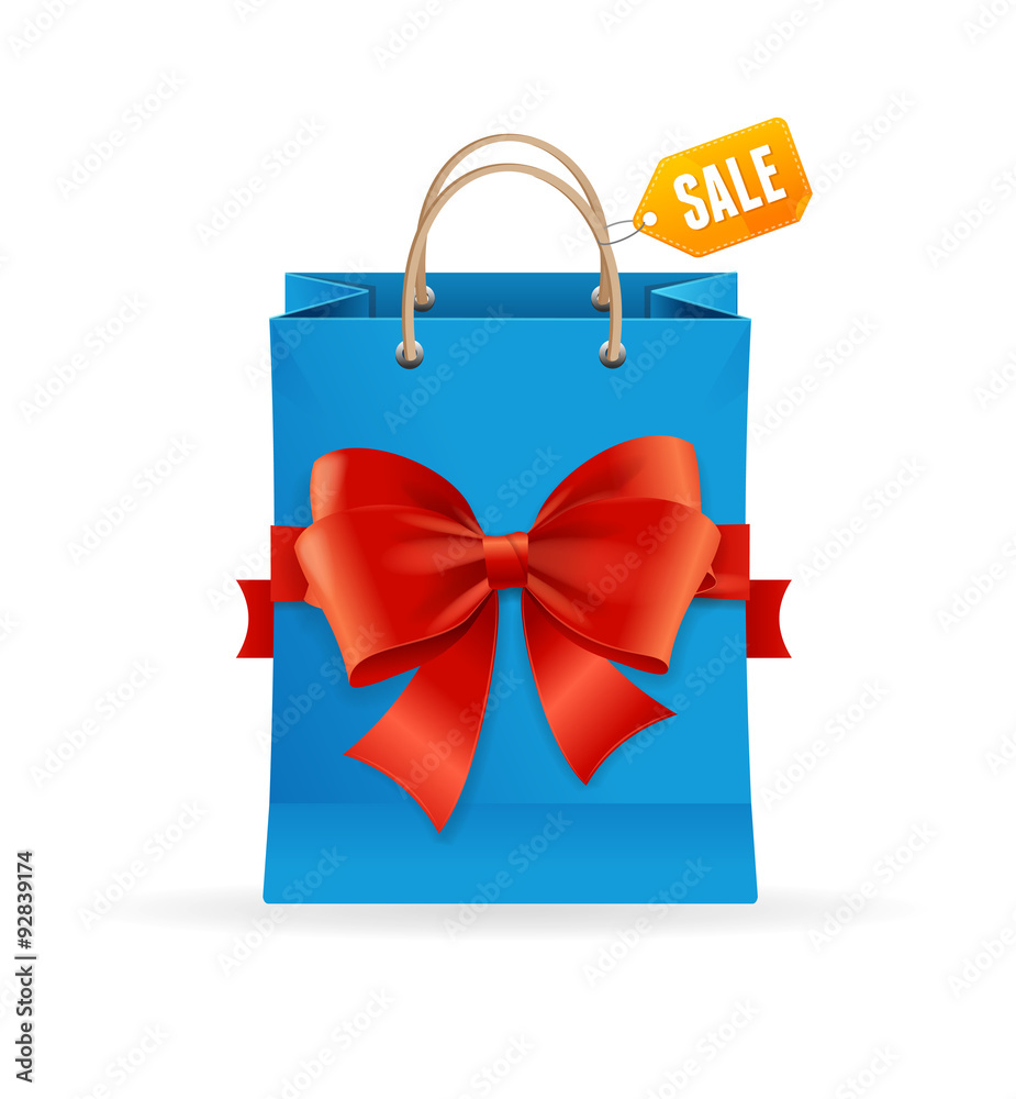 Paper Bag and Ribbon Present Concept. Vector Paper Bag and Ribbon Present Concept. Vector