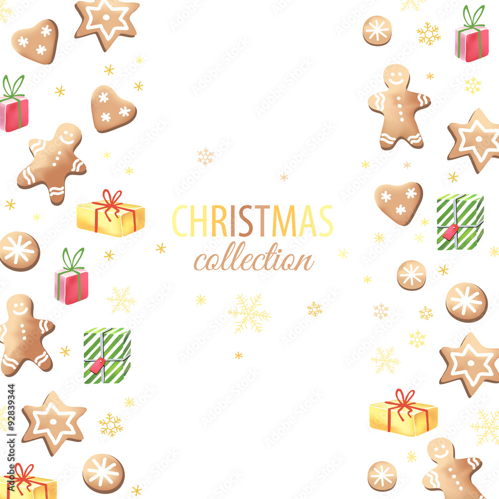 Fototapeta premium Christmas gingerbreads and gifts.