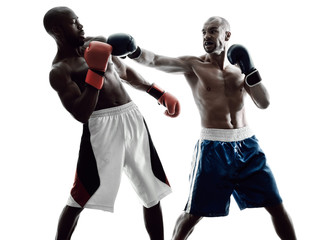 men boxers boxing isolated silhouette