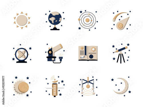 Flat style astronomy vector icons