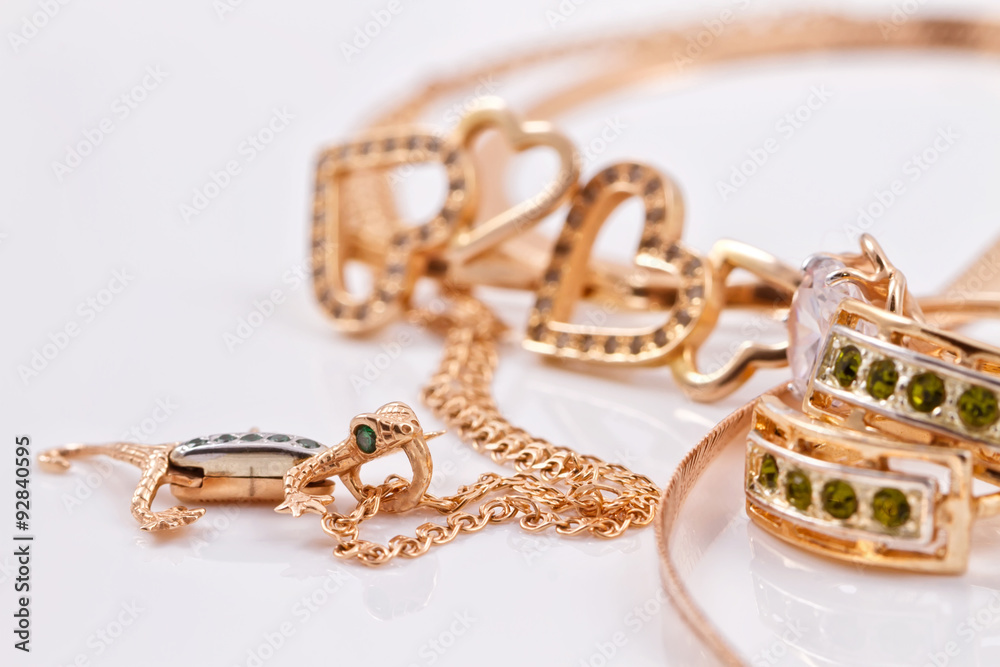 Gold earrings and pendant in shape of  Salamander