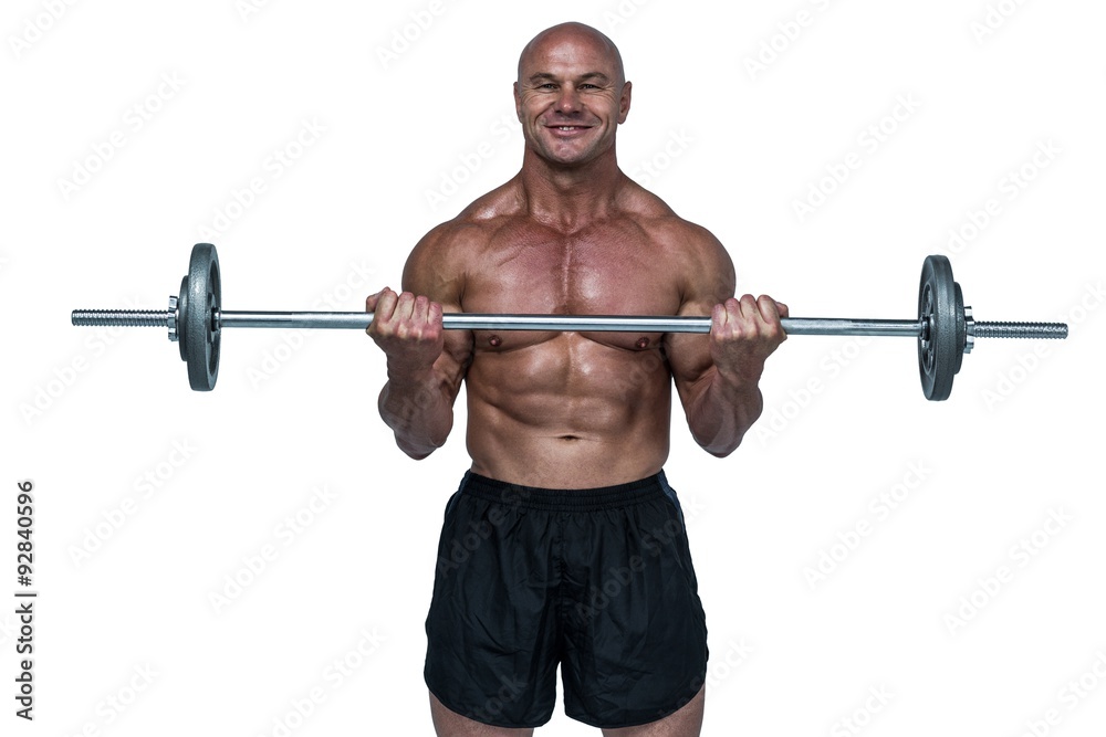Portrait of smiling muscular man lifting crossfit Portrait of smiling muscular man lifting crossfit