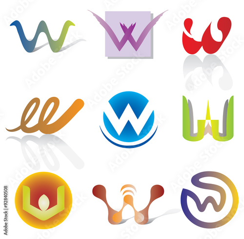 Ensemble d'Icones Lettre W pour Design Logos - Multicolore