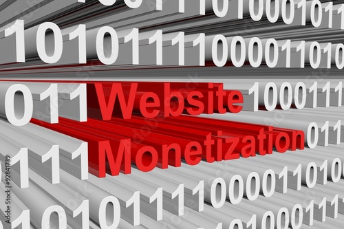 Website Monetization is presented in the form of binary code