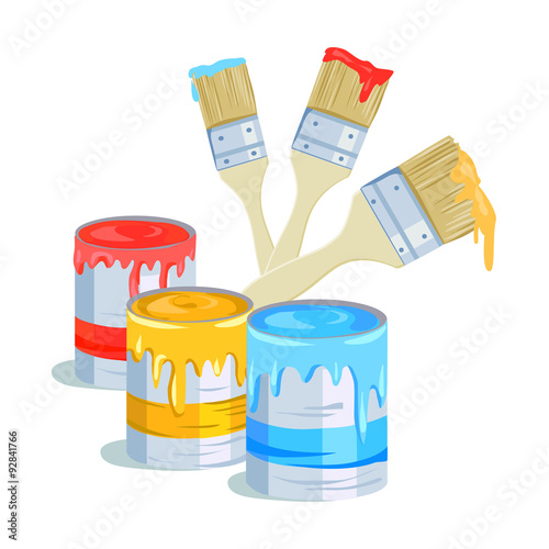 brushes and paint cans