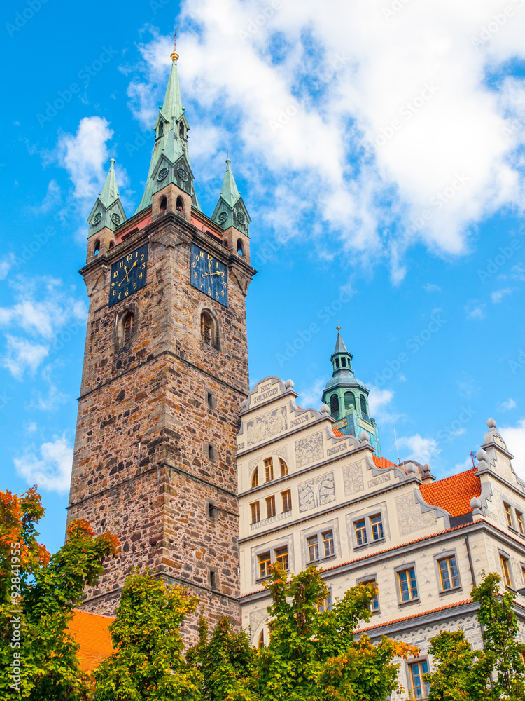 Obraz premium Black Tower and Town Hall in Klatovy