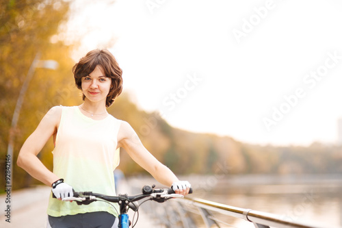 close up woman on bicycle