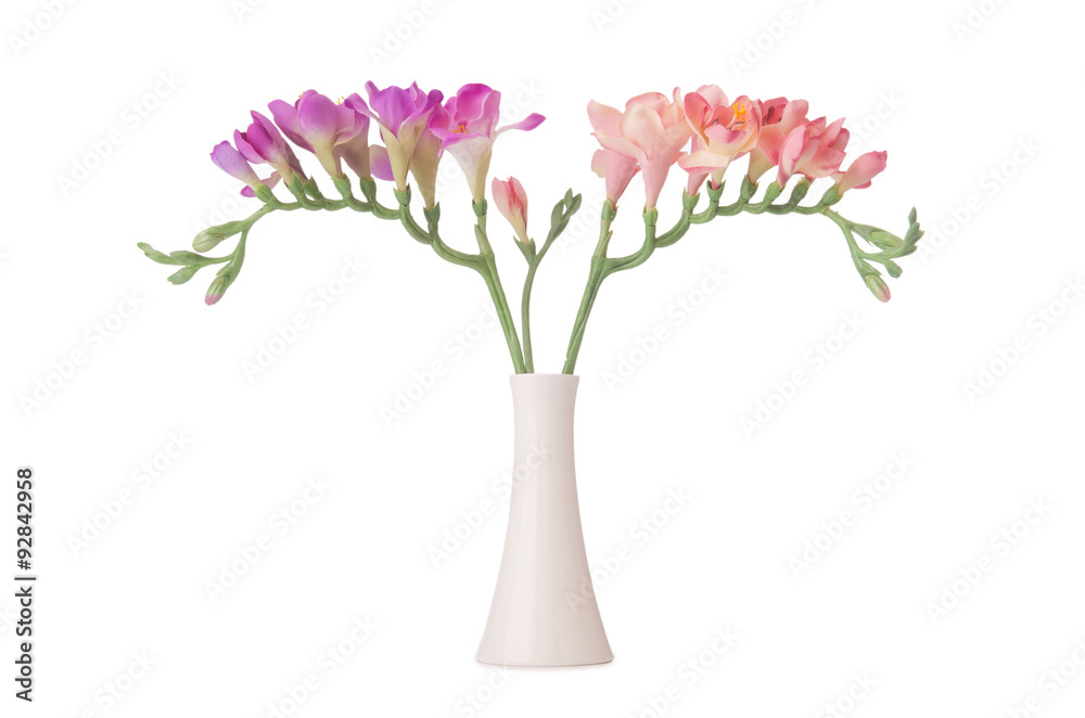 Fototapeta premium Vase with orchid flower isolated on white