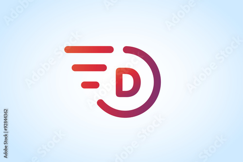 Fast line vector letter D logo monogram