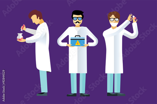 Science laboratory vector people set