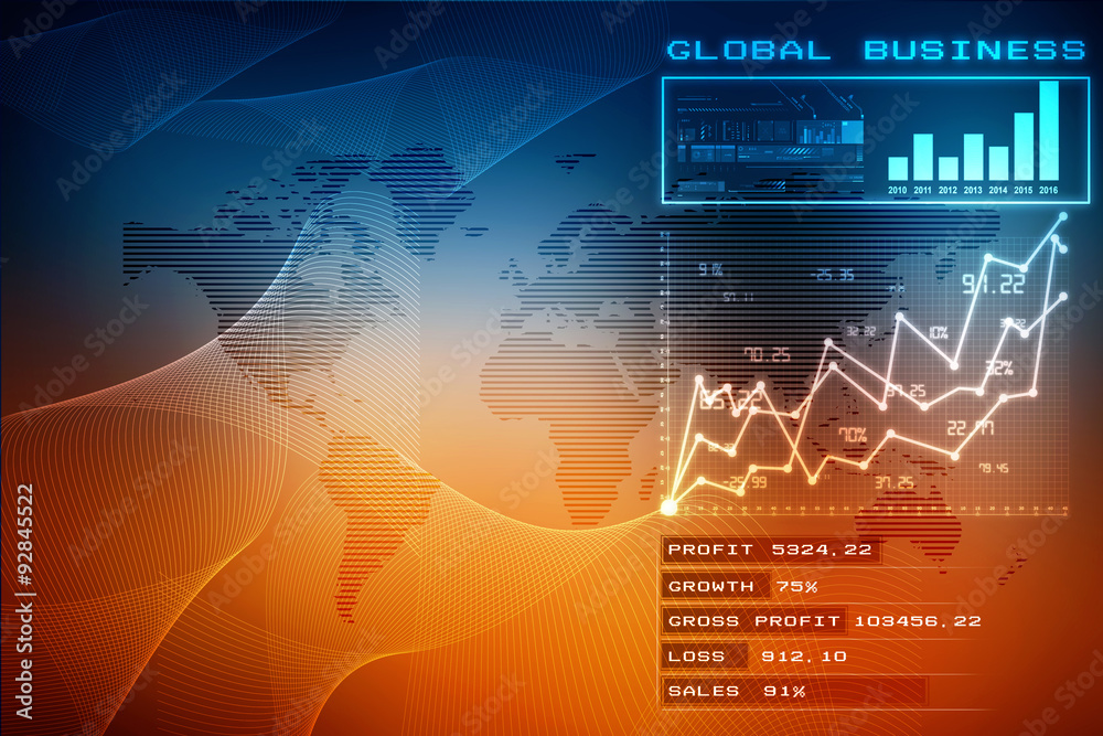 Fototapeta premium Digital world map , Globalization, Hi tech and synchronization